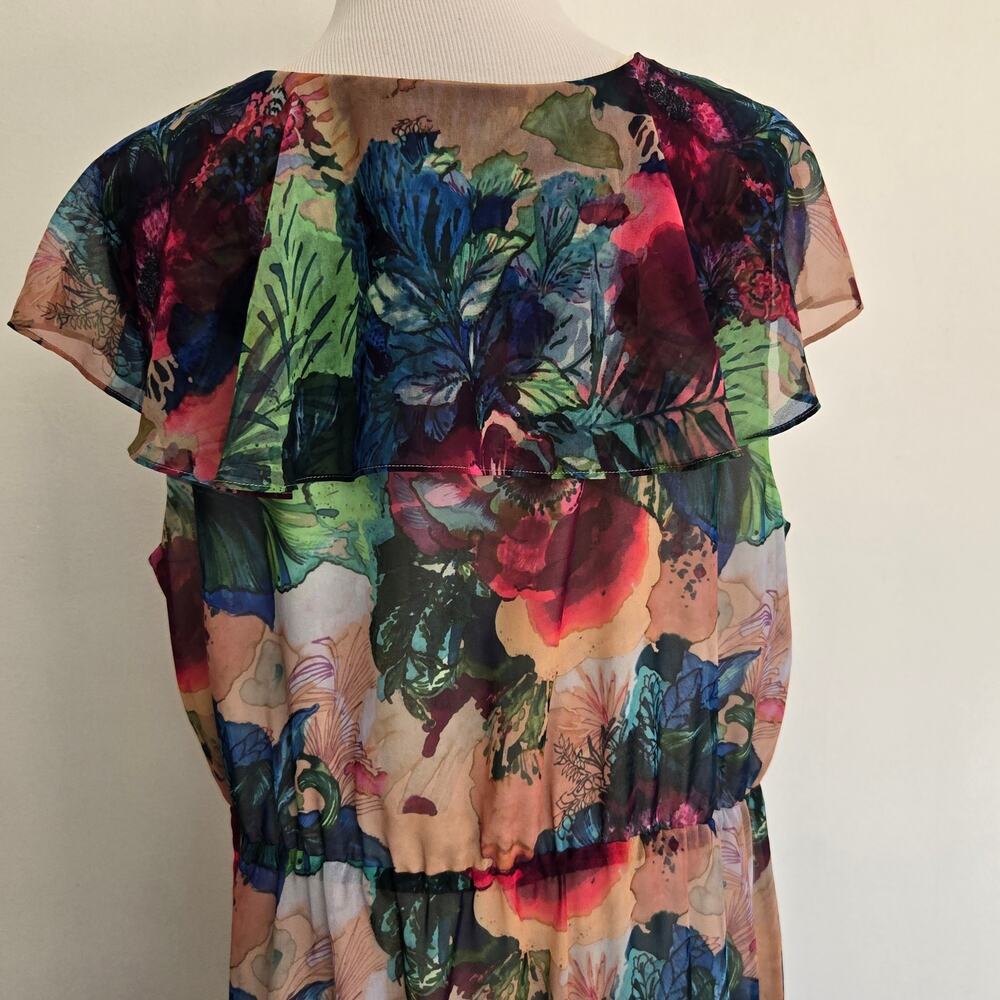 Soft Surroundings Ambrosia Floral Maxi Dress Tiered Ruffle Boho Women Large - Picture 8 of 12